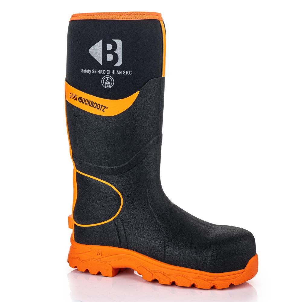 BUCKBOOTZ NEOPREEN LAARS ZWART/ORANJE S5/HRO/CI/HI/AN/SRC/ESD mt 40