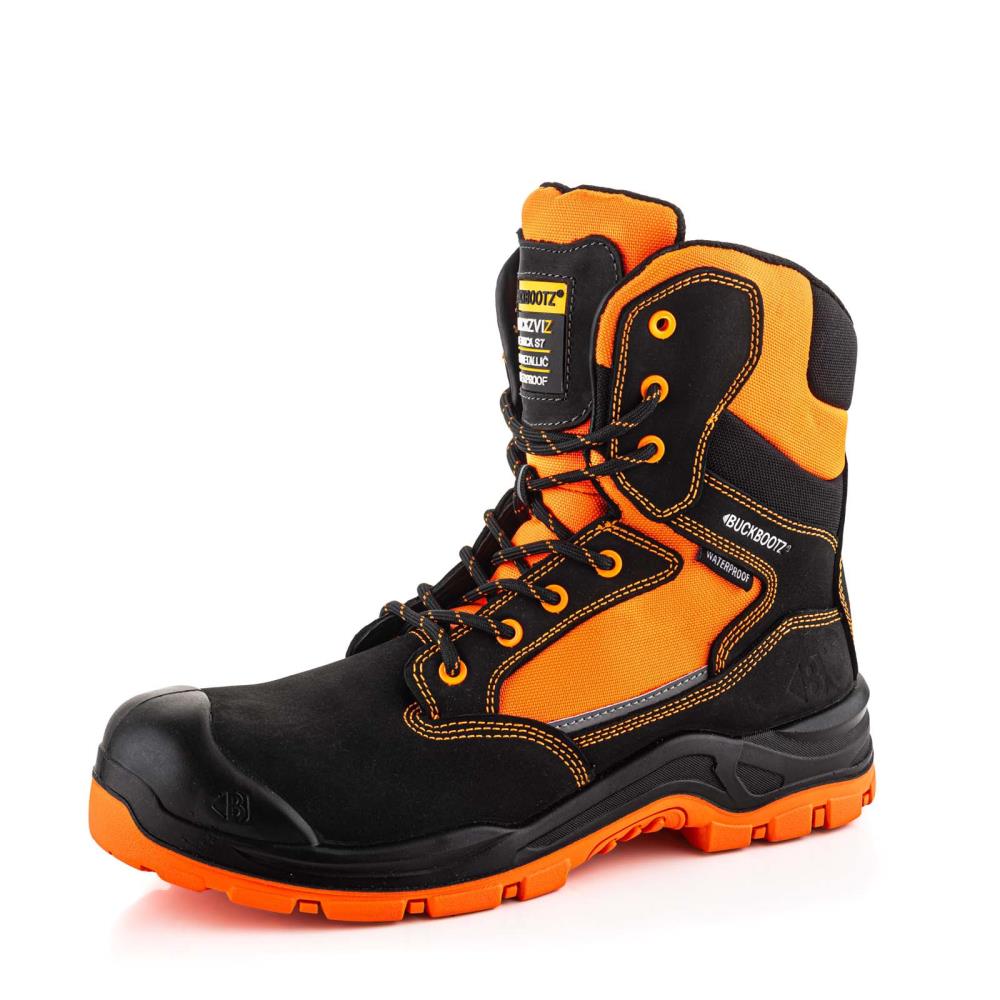 BUCKBOOTZ BUCKZ VIZ HOOG MET RITS ZWART/ORANJE S7S/SC/HRO/FO/LG/WR  mt 41