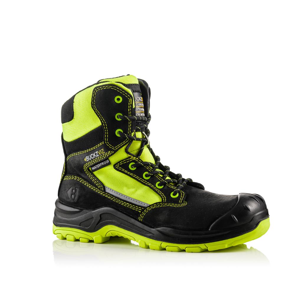 BUCKBOOTZ BUCKZ VIZ HOOG MET RITS ZWART/GEEL S3/HRO/SRC/WRU mt 40