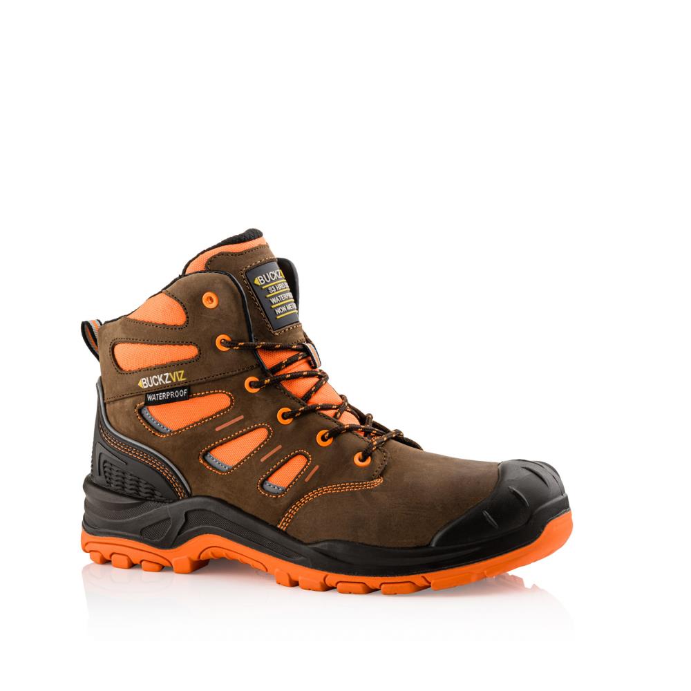 BUCKBOOTZ BUCKZ VIZ HOOG BRUIN/ORANJE S3/HRO/SRC/WRU mt 41