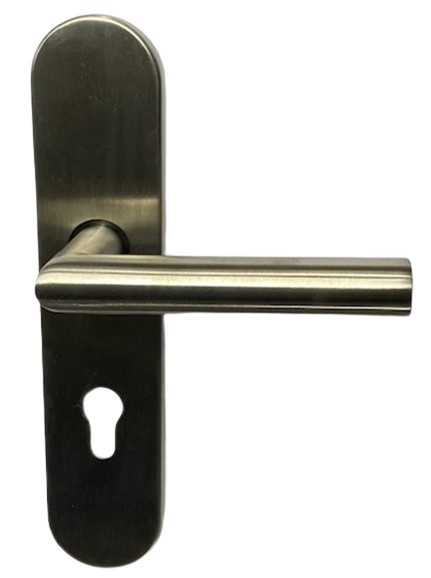 D88108 R RVS PC72 afgerond binnenlangschild met vastdraaibaar L-model kruk D108, past op serie Son
