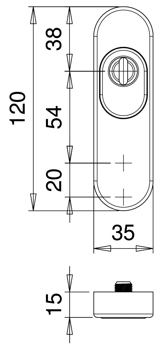 D8900 F5 smaldeur afgeronde pc rozettenpaar kerntrek (dd 65-74mm), 2-gaten onder, geen SKG***® – foto 3