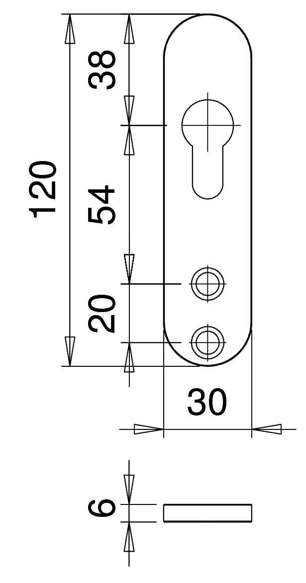 D8905 F1 smaldeur afgeronde pc rozettenpaar (dd 65-74mm), 2-gaten onder, geen SKG***® – foto 2