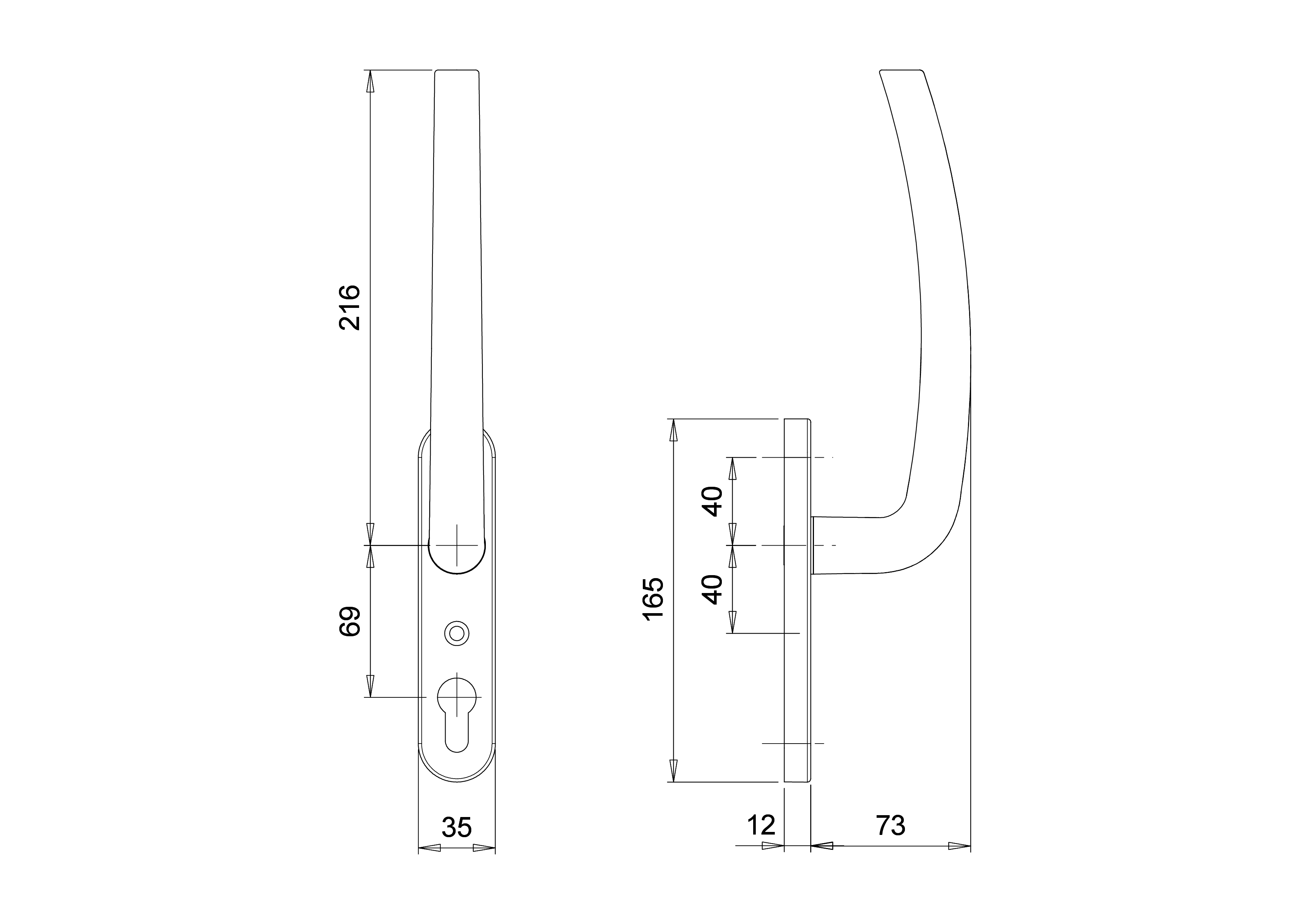 D9470 F1 hefschuifgarn. smal buiten kom/blind en binnen greep/pc (dd 66 - 70mm) – foto 2