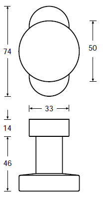 H280-788-Kl-4 HAFI RVS platte knop vast op afgerond smaldeur rozet