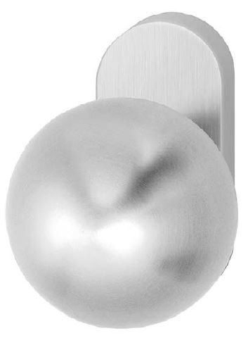 H285-788-KL-4DR HAFI RVS bolle knop vastdraaibaar op afgerond smaldeur rozet, zonder 8mm stift