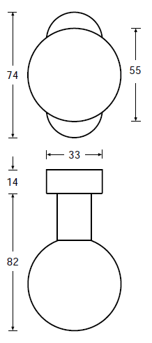 H285-788-KL-4DR HAFI RVS bolle knop vastdraaibaar op afgerond smaldeur rozet, zonder 8mm stift – foto 2