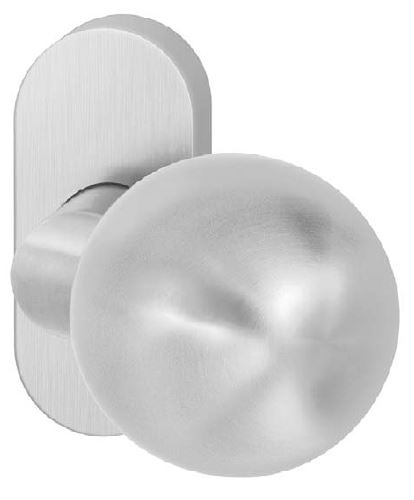 H286-788-Kl-4 HAFI RVS bolle verkropte knop vast op afgerond smaldeur rozet