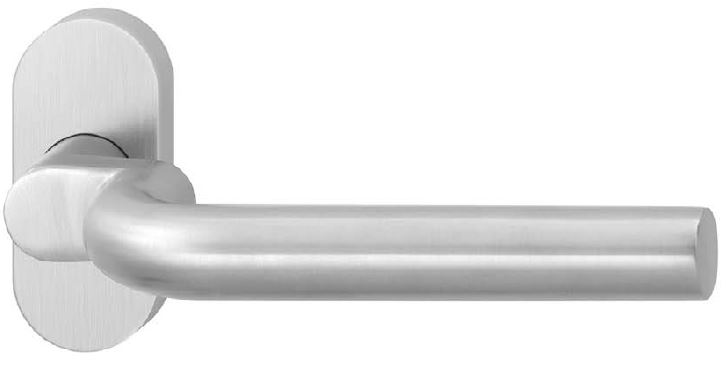 H301-788-Kl-4 HAFI RVS verkropte deurkruk op afgerond smaldeur rozet