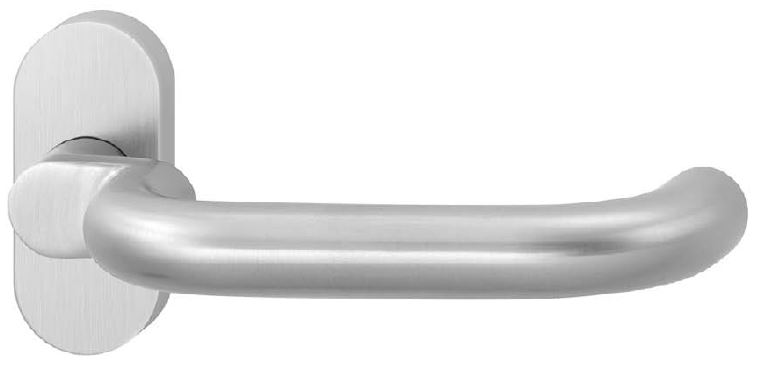 H302-788-Kl-4 HAFI RVS verkropte deurkruk op afgerond smaldeur rozet