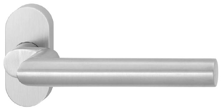 H303-788-Kl-4 HAFI RVS verkropte deurkruk op afgerond smaldeur rozet