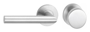 H203-280-KL-3 Ls HAFI RVS wisselgarn. vaste knop+kruk (zonder pc-rozet, dd 37-50mm)