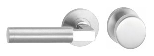 H218-280-KL-3 Ls HAFI RVS mat/gepolijst wisselgarn. vaste knop+kruk (zonder pc-rozet, dd 37-50mm)