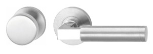 H218-280-KL-3 Rs HAFI RVS mat/gepolijst wisselgarn. vaste knop+kruk (zonder pc-rozet, dd 37-50mm)