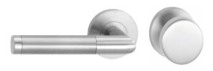 H219-280-KL-3 Ls HAFI RVS mat/gepolijst wisselgarn. vaste knop+kruk (zonder pc-rozet, dd 37-50mm)