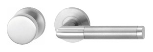 H219-280-KL-3 Rs HAFI RVS mat/gepolijst wisselgarn. vaste knop+kruk (zonder pc-rozet, dd 37-50mm)
