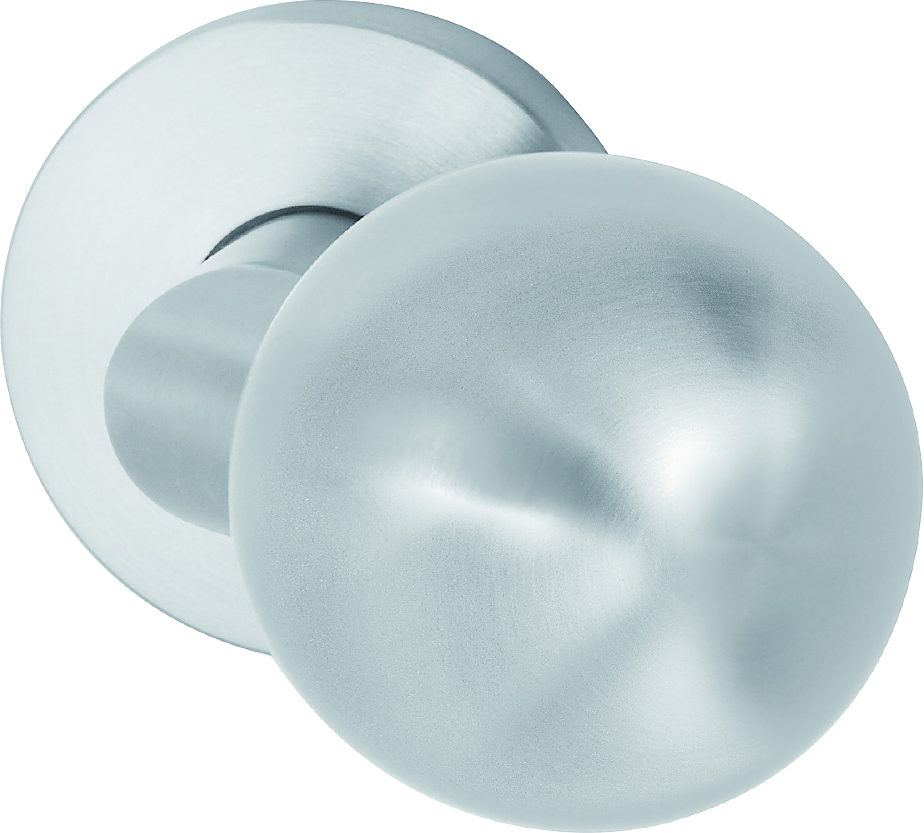 H286-830-KL-3VA RS HAFI RVS bolle verkropte knop vast op rond rozet (schr.stift M6-8x70mm,dd37-50mm)