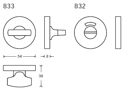 H833-832-KL-3 HAFI RVS binnen rozettenpaar rond WC met rood/wit aanduiding (dd 36-40mm) – foto 2