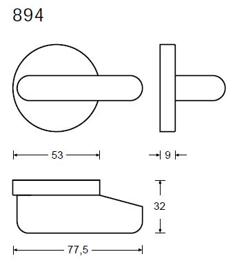 H894-832-KL-C4 HAFI RVS binnen rozettenpaar rond WC met r/w aanduiding en lange greep (dd 36-40mm) – foto 2