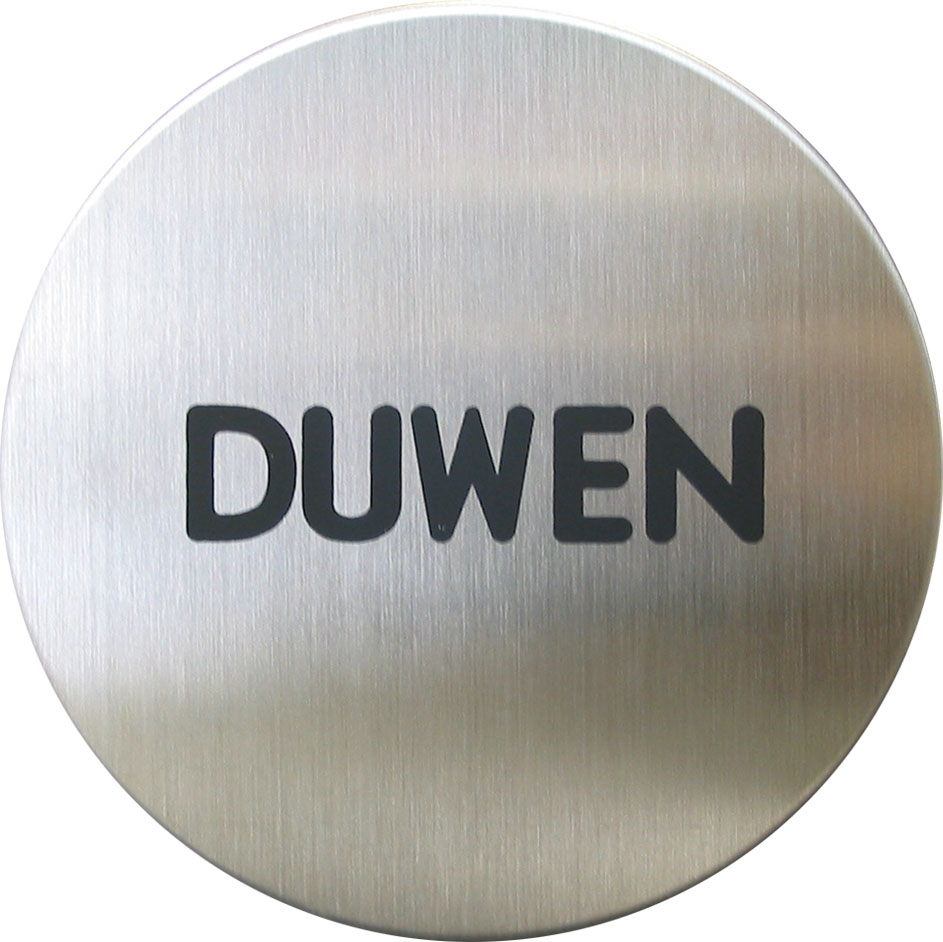 H01 HAFI RVS pictogram "Duwen" Ø75mm (zelfklevend)
