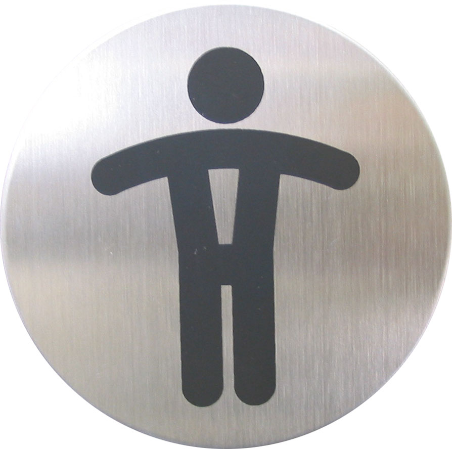 H06 HAFI RVS pictogram "Heren" Ø75mm (zelfklevend)