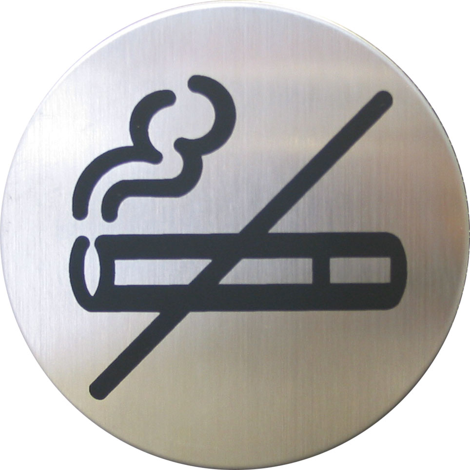 H12 HAFI RVS pictogram "Niet Roken" Ø75mm (zelfklevend)