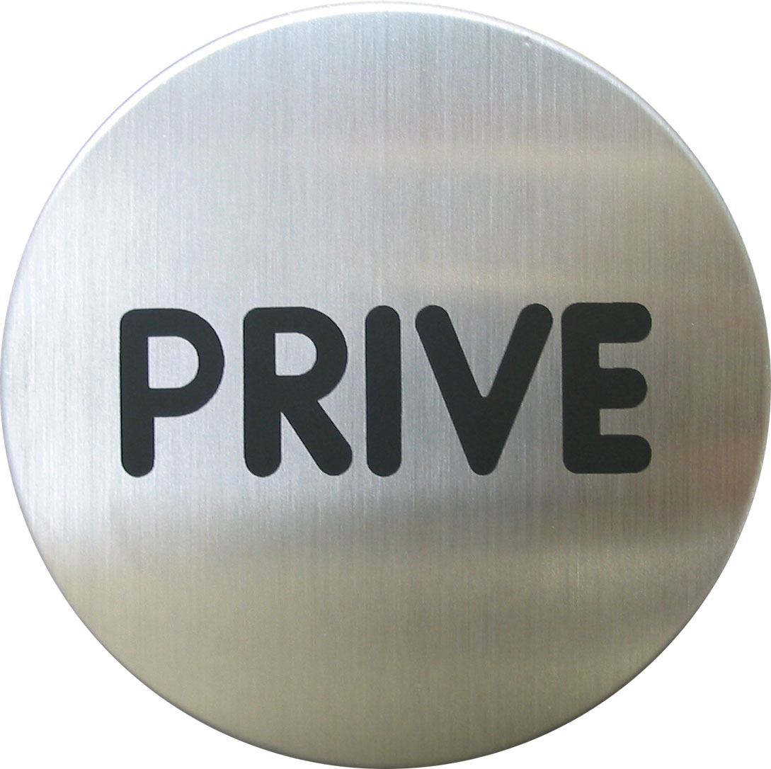 H27 HAFI RVS pictogram "Prive" Ø75mm (zelfklevend)