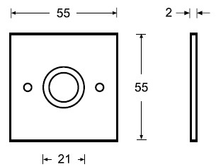 H696 rvs deurbel vierkant 55x55x2mm inbouw – foto 2