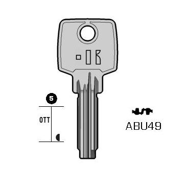Cilindersleutel messing, ABU49, AB62, ABU-34, AU72, 1844