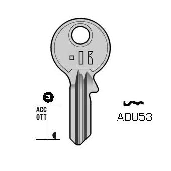 Cilindersleutel staal, ABU53, AB53, ABU-21, AU64T, 1743, AB53R