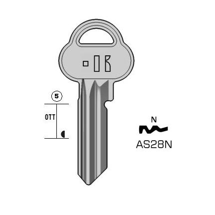 Cilindersleutel staal, AS28N, ASS2, AS-N5, AA1R, 499K, A28N