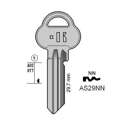 Cilindersleutel staal, AS29NN, ASS44, AS-NN5, AA15, 1135K, A29NN