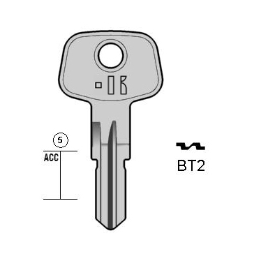 Cilindersleutel staal, BT2, BT2, BL-2, BA4R, B1091, BU11, L695
