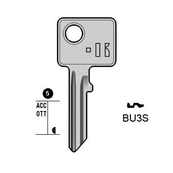 Cilindersleutel staal, BU3S, BUR20R, BUR-4 , 170350,5, BRG33L