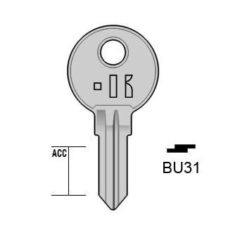 Cilindersleutel staal, BU31, BUR31, BUR-24, BG47, 1830L, L099