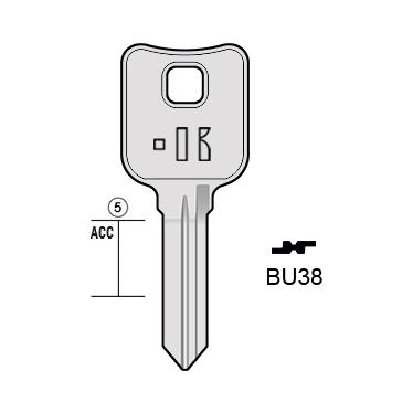 Cilindersleutel staal, BU38, BUR38, BUR-34, BG49, 1885, L085