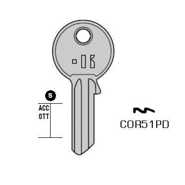 Cilindersleutel staal, COR51PD, CB15, COR-27D, CO9, CRB8