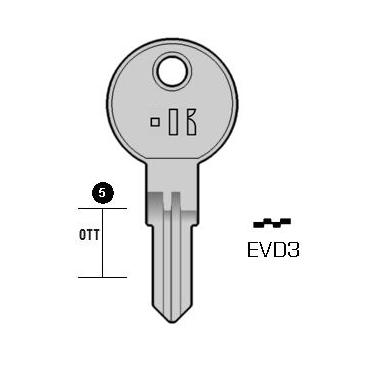 Cilindersleutel staal, EVD3, ED3, EVE-2, EVG3, ED3