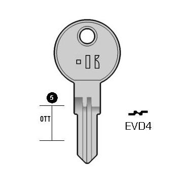Cilindersleutel messing, EVD4, ED2, EVE-4, EVG2, EVD2, L225