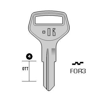 Autosleutel staal, FOR3, FRT8, FR-8, FRT31