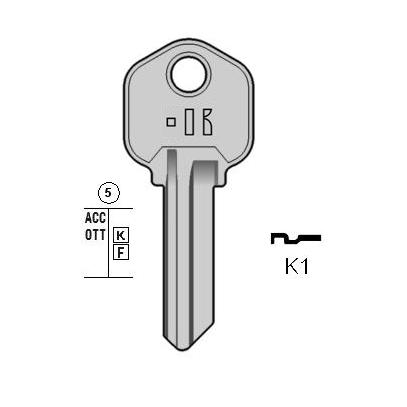 Cilindersleutel staal, K1, KS1FT, KWI-1, KT1T, 294K, 1176, L449