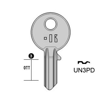 Cilindersleutel staal, UN3PD, UL048, U-19D, U3D, UNL3