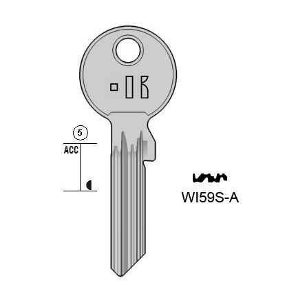 Cilindersleutel staal, WI59S-A, WK59R, 1421/4, WIL59S