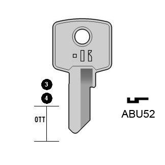 Cilindersleutel staal, ABU52, AB15, ABU-27, AU9PD, 1196,5, ABS5