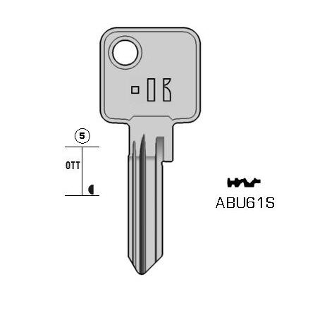 Cilindersleutel messing, ABU61S, AB61, ABU-48, C37R, 1820/1, ABS38, L018