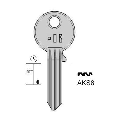 Cilindersleutel messing, AKS8, AKR8, IV-2D, WSA3, 1544, ANK8, L281