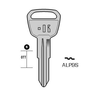 Cilindersleutel messing, ALP9S, ALP9R, ALP-2D, AH8R, 986N, APH6L