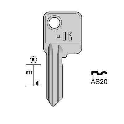 Cilindersleutel messing, AS20, ASS6, AS-3D, AA5D, 1395, ASA23