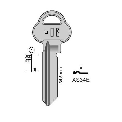 Cilindersleutel messing, AS34E, ASS40, AS-E7, ÁA19R, 455, A34E