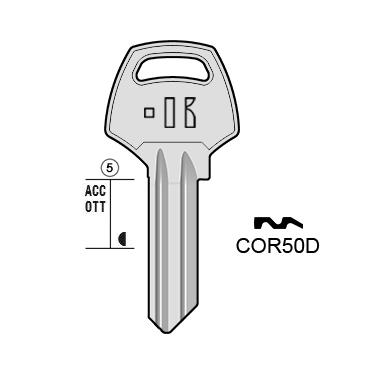 Cilindersleutel messing, COR50D, CB1, COR-50/60, CO5D, 948M, CRB5, L170
